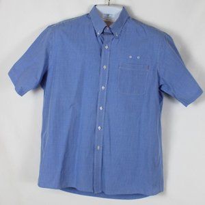 DOC & AMELIA BY CINTAS Shirt Size Large Blue Checkered Button Front Collared S/S